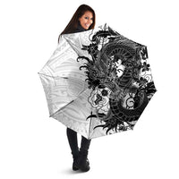 Hawaiian And Japanese Culture Umbrella Irezumi Dragon With Polynesian Pattern White - Polynesian Pride