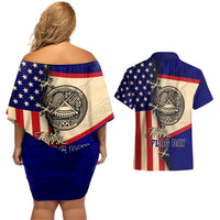 American Samoa Flag Day Couples Matching Off Shoulder Short Dress and Hawaiian Shirt Polynesian Tribal Pattern LT05 - Polynesian Pride