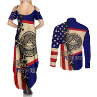 American Samoa Flag Day Couples Matching Summer Maxi Dress and Long Sleeve Button Shirt Polynesian Tribal Pattern LT05 - Polynesian Pride