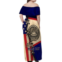 American Samoa Flag Day Off Shoulder Maxi Dress Polynesian Tribal Pattern LT05 - Polynesian Pride