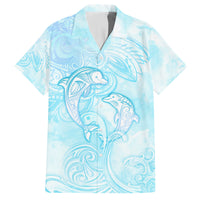 Polynesia Dolphins Under The Sea Family Matching Tank Maxi Dress and Hawaiian Shirt Simple Style LT05 Dad's Shirt - Short Sleeve Baby Blue - Polynesian Pride