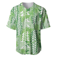 Green Hawaii Tapa Pattern Baseball Jersey With Heliconia Vintage Style LT05 Green - Polynesian Pride