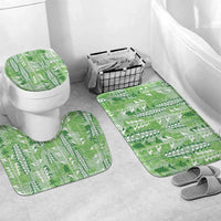 Green Hawaii Tapa Pattern Bathroom Set With Heliconia Vintage Style LT05 Mat Set Only (3 pcs) One Size Green - Polynesian Pride