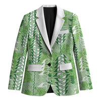 Green Hawaii Tapa Pattern Blazer With Heliconia Vintage Style LT05 Unisex Green - Polynesian Pride