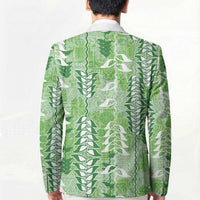 Green Hawaii Tapa Pattern Blazer With Heliconia Vintage Style LT05 - Polynesian Pride