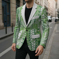 Green Hawaii Tapa Pattern Blazer With Heliconia Vintage Style LT05 - Polynesian Pride