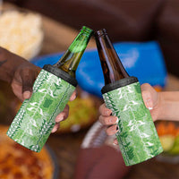 Green Hawaii Tapa Pattern 4 in 1 Can Cooler Tumbler With Heliconia Vintage Style LT05 - Polynesian Pride