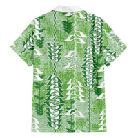 Green Hawaii Tapa Pattern Family Matching Puletasi and Hawaiian Shirt With Heliconia Vintage Style LT05 - Polynesian Pride