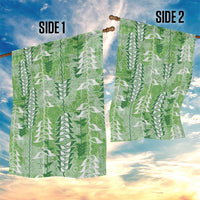 Green Hawaii Tapa Pattern Garden Flag With Heliconia Vintage Style LT05 - Polynesian Pride