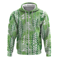 Green Hawaii Tapa Pattern Hoodie With Heliconia Vintage Style LT05 Zip Hoodie Green - Polynesian Pride