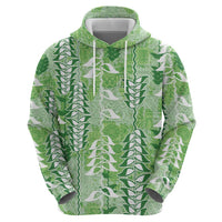 Green Hawaii Tapa Pattern Hoodie With Heliconia Vintage Style LT05 - Polynesian Pride