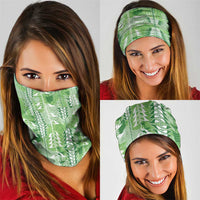 Green Hawaii Tapa Pattern Neck Gaiter With Heliconia Vintage Style LT05 - Polynesian Pride