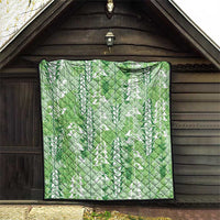 Green Hawaii Tapa Pattern Quilt With Heliconia Vintage Style LT05 - Polynesian Pride