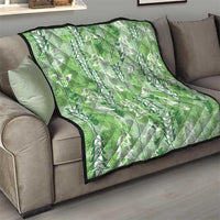 Green Hawaii Tapa Pattern Quilt With Heliconia Vintage Style LT05 - Polynesian Pride