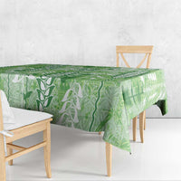 Green Hawaii Tapa Pattern Tablecloth With Heliconia Vintage Style LT05 - Polynesian Pride