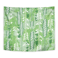Green Hawaii Tapa Pattern Tapestry With Heliconia Vintage Style LT05 - Polynesian Pride