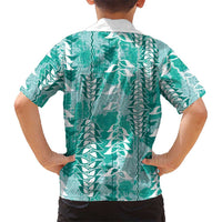 Teal Hawaii Tapa Pattern Family Matching Summer Maxi Dress and Hawaiian Shirt With Heliconia Vintage Style LT05 - Polynesian Pride