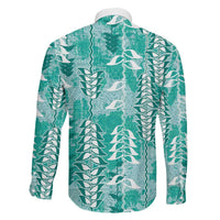 Teal Hawaii Tapa Pattern Family Matching Tank Maxi Dress and Hawaiian Shirt With Heliconia Vintage Style LT05 - Polynesian Pride