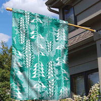 Teal Hawaii Tapa Pattern Garden Flag With Heliconia Vintage Style LT05 - Polynesian Pride