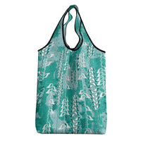 Teal Hawaii Tapa Pattern Grocery Bag With Heliconia Vintage Style LT05 - Polynesian Pride