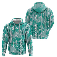 Teal Hawaii Tapa Pattern Hoodie With Heliconia Vintage Style LT05 - Polynesian Pride
