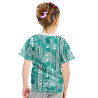 Teal Hawaii Tapa Pattern Kid T Shirt With Heliconia Vintage Style LT05 - Polynesian Pride