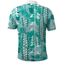 Teal Hawaii Tapa Pattern Polo Shirt With Heliconia Vintage Style LT05 - Polynesian Pride