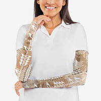 Beige Hawaii Tapa Pattern Arm Sleeves With Heliconia Vintage Style LT05 - Polynesian Pride