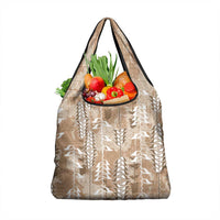 Beige Hawaii Tapa Pattern Grocery Bag With Heliconia Vintage Style LT05 1-pack One Size Beige - Polynesian Pride
