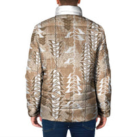 Beige Hawaii Tapa Pattern Padded Jacket With Heliconia Vintage Style LT05 - Polynesian Pride