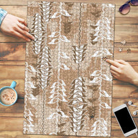 Beige Hawaii Tapa Pattern Puzzle With Heliconia Vintage Style LT05 Beige - Polynesian Pride