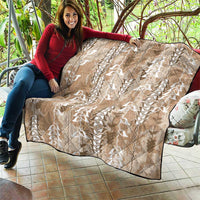 Beige Hawaii Tapa Pattern Quilt With Heliconia Vintage Style LT05 - Polynesian Pride