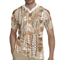 Beige Hawaii Tapa Pattern Rugby Jersey With Heliconia Vintage Style LT05 - Polynesian Pride