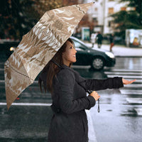 Beige Hawaii Tapa Pattern Umbrella With Heliconia Vintage Style LT05 - Polynesian Pride