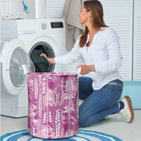Magenta Hawaii Tapa Pattern Laundry Basket With Heliconia Vintage Style LT05 - Polynesian Pride