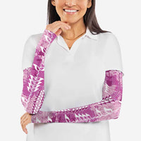 Magenta Hawaii Tapa Pattern Arm Sleeves With Heliconia Vintage Style LT05 - Polynesian Pride
