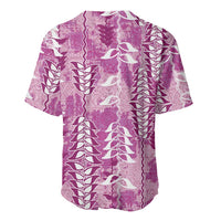 Magenta Hawaii Tapa Pattern Baseball Jersey With Heliconia Vintage Style LT05 - Polynesian Pride