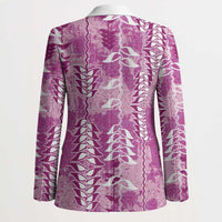 Magenta Hawaii Tapa Pattern Blazer With Heliconia Vintage Style LT05 - Polynesian Pride