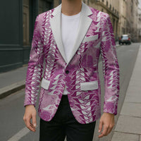 Magenta Hawaii Tapa Pattern Blazer With Heliconia Vintage Style LT05 - Polynesian Pride