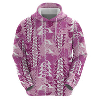 Magenta Hawaii Tapa Pattern Hoodie With Heliconia Vintage Style LT05 - Polynesian Pride