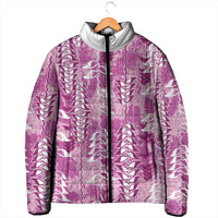 Magenta Hawaii Tapa Pattern Padded Jacket With Heliconia Vintage Style LT05 - Polynesian Pride