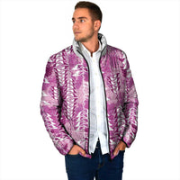 Magenta Hawaii Tapa Pattern Padded Jacket With Heliconia Vintage Style LT05 - Polynesian Pride