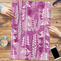 Magenta Hawaii Tapa Pattern Puzzle With Heliconia Vintage Style LT05 Magenta - Polynesian Pride