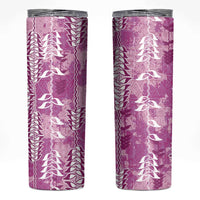 Magenta Hawaii Tapa Pattern Skinny Tumbler With Heliconia Vintage Style LT05 Magenta - Polynesian Pride