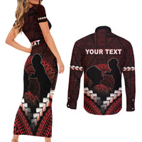 Personalised Tonga Happy Father's Day Couples Matching Short Sleeve Bodycon Dress and Long Sleeve Button Shirt Ofa Lahi Atu Dad Polynesian Tribal