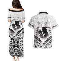 Personalised New Zealand Happy Father's Day Couples Matching Puletasi and Hawaiian Shirt Aroha Ahau Ki A Koe Papa Polynesian Tribal LT05 - Polynesian Pride