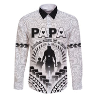 Personalised New Zealand Happy Father's Day Family Matching Long Sleeve Bodycon Dress and Hawaiian Shirt Aroha Ahau Ki A Koe Papa Polynesian Tribal LT05 Dad's Shirt - Long Sleeve White - Polynesian Pride
