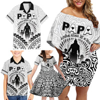 Personalised New Zealand Happy Father's Day Family Matching Off Shoulder Short Dress and Hawaiian Shirt Aroha Ahau Ki A Koe Papa Polynesian Tribal