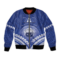 Personalised Samoa Happy Father's Day Bomber Jacket Ou Te Alofa Ia Te Oe Tama Dad Polynesian Tribal LT05 Unisex Blue - Polynesian Pride