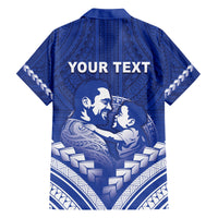 Personalised Samoa Happy Father's Day Family Matching Off Shoulder Short Dress and Hawaiian Shirt Ou Te Alofa Ia Te Oe Tama Dad Polynesian Tribal